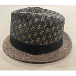 Vintage‎ Arden B.  Brown Straw Fedora Hat with Black Band